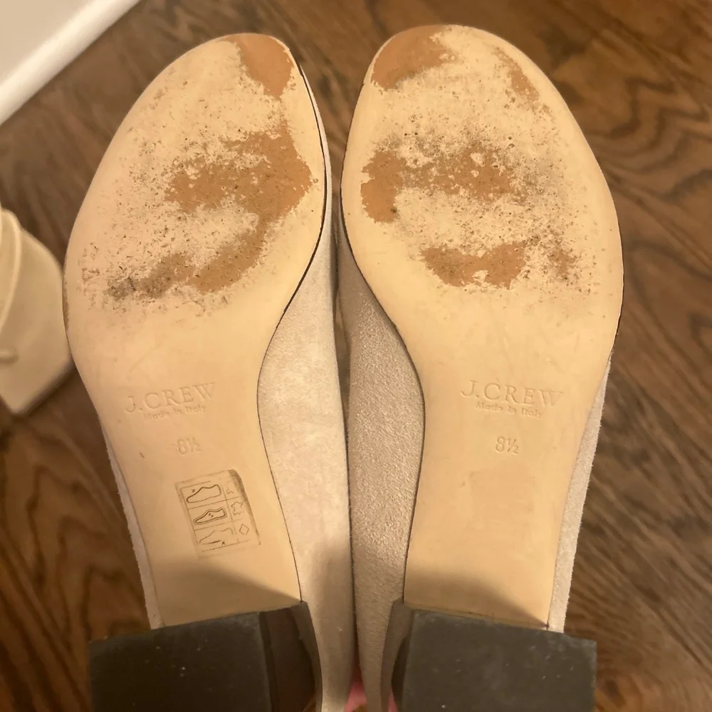 JCrew Cream Suede Block Heel Pump